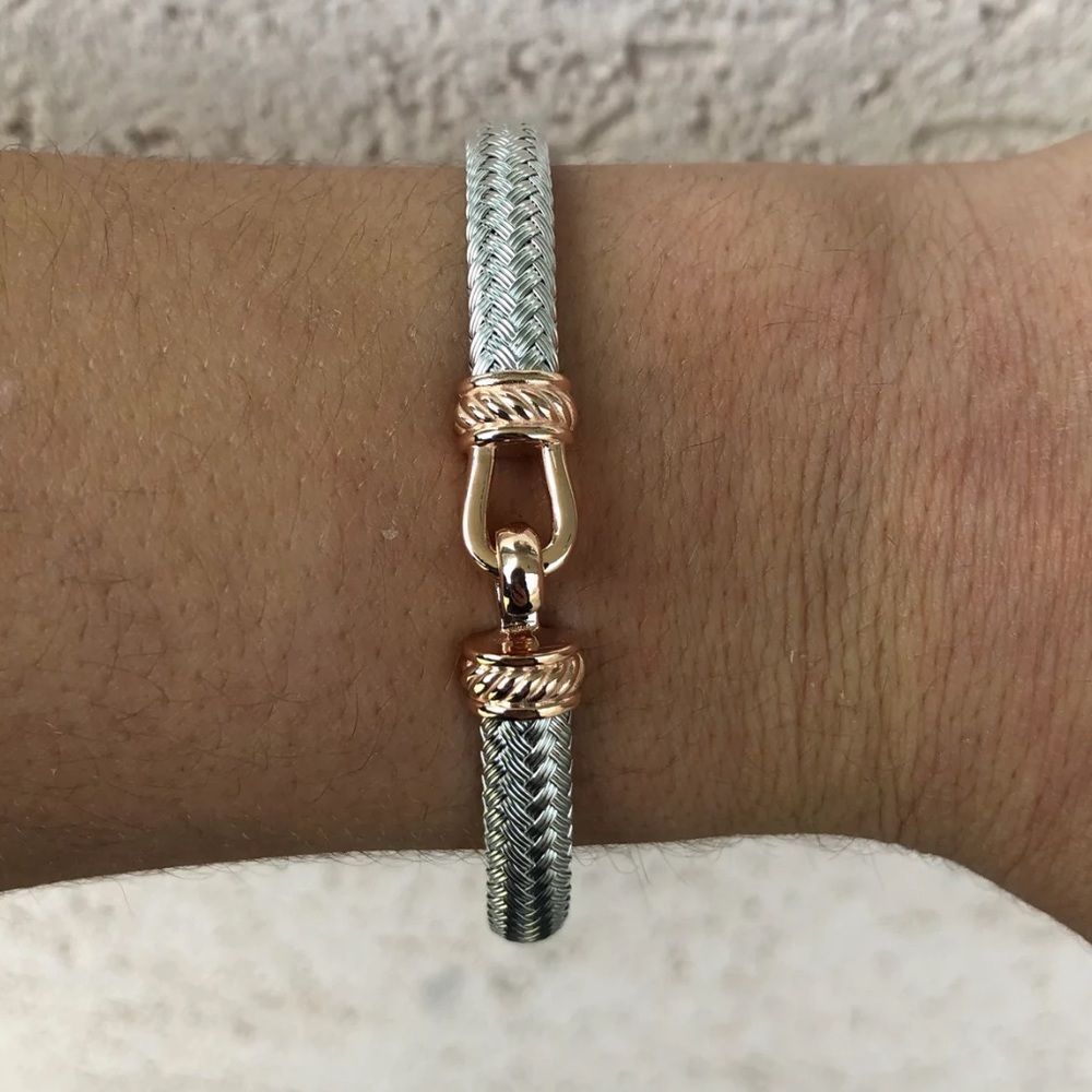 ITALIAN Hook Sterling Silver Bangle Bracelet